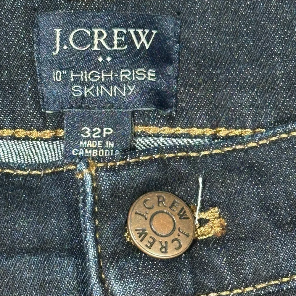 NWT J. CREW 10” High Rise Skinny Dark Wash Signature Stretch 32 Petite